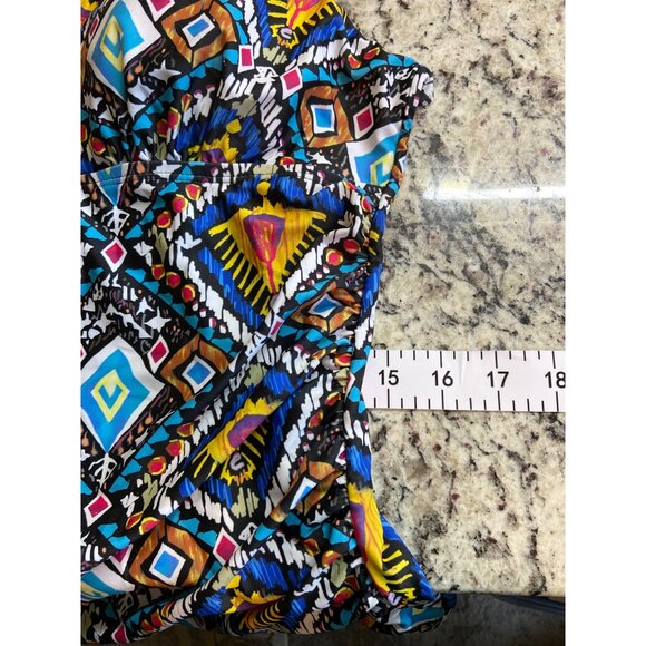 Womens Halter Tankini Swimsuit Top 14 Aztec Print Adjustable Straps Beach - Picture 6 of 7